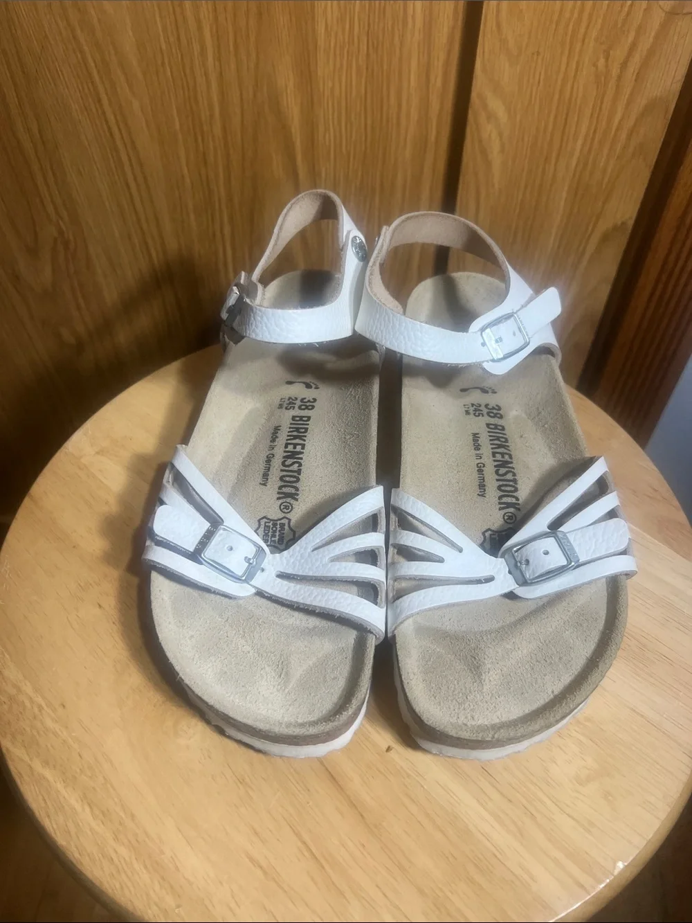 Birkenstock White Multi-Strap Leather Ankle Sandals
